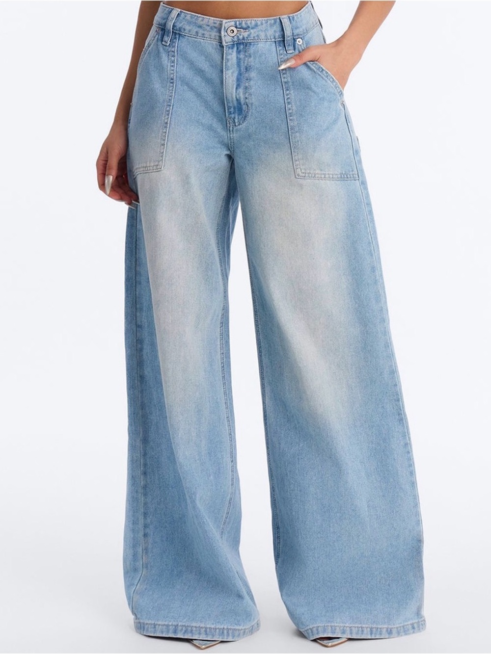 Fashion Nova Light Wash Wide-Leg Jeans
